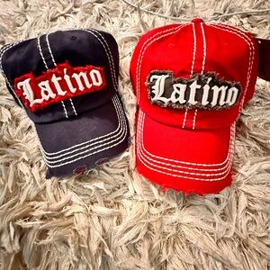 Latino Embroidered Caps in Red and Blue